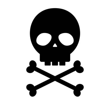 Cross bones and skull head icon. Poison and danger icon. Editable vector.