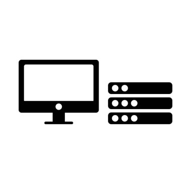 PC and server icon set for stationary. Device set. Editable vector.