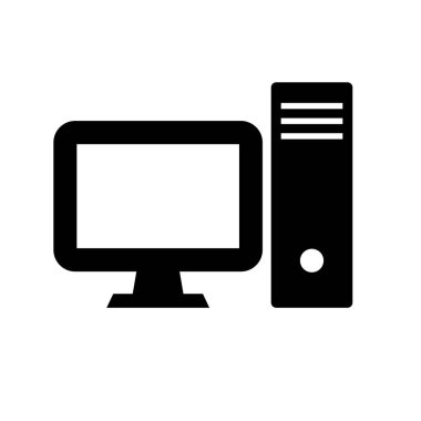 Desktop PC and vertical server silhouette icon. Editable vector.