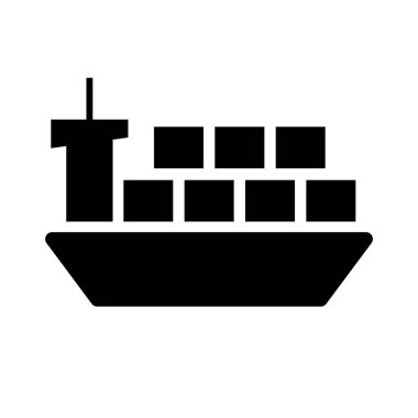 Cargo ship silhouette icon. Ocean transport ship. Editable vector.