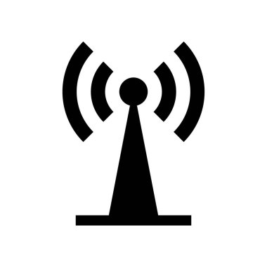 Base station silhouette icon. Radio wave and communication tower. Editable vector.