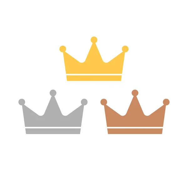 Gold Silver Bronze Crown Icon Set Ranking Editable Vectors — 스톡 벡터