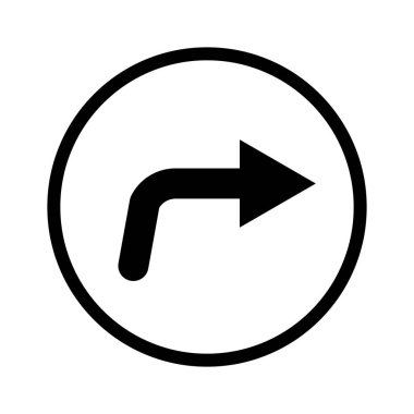 Round right turn arrow icon. Editable vector.