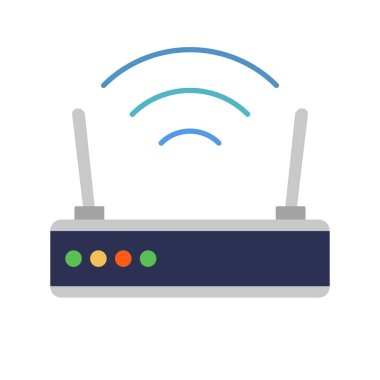 Flat design router icon. Network communication relay equipment. Editable vector.