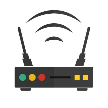 Modern Wi-Fi router. Internet wireless router. Network point. Editable vector.