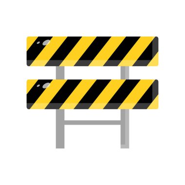 Flat design construction barricade icon. During construction. Editable vector.