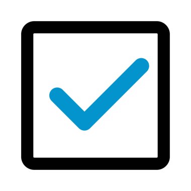 Blue checkbox icon. Option. Editable vector.