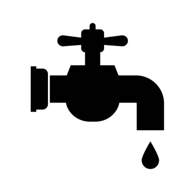 Water faucet and water drop silhouette icon. Use of water tap. Editable vector.