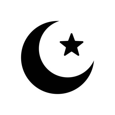 Crescent moon and star silhouette icon. Islam. Editable vector.
