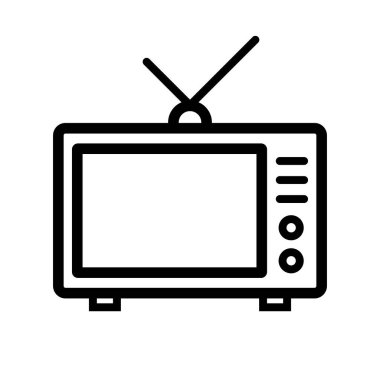 Old TV icon with antenna. Editable vector.
