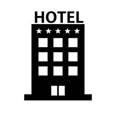 5-star hotel silhouette icon. Highly rated hotel. Editable vector.