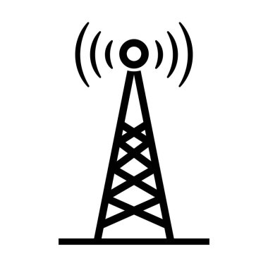 Radio tower. Base station for television and cellular operator. Editable vector.