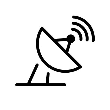 Simple parabolic antenna and radio wave icon. Editable vector.