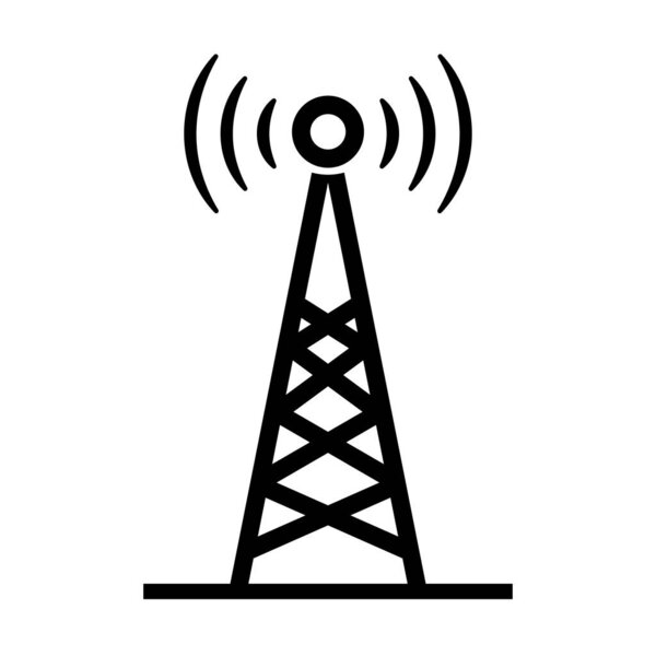 Radio tower. Base station for television and cellular operator. Editable vector.