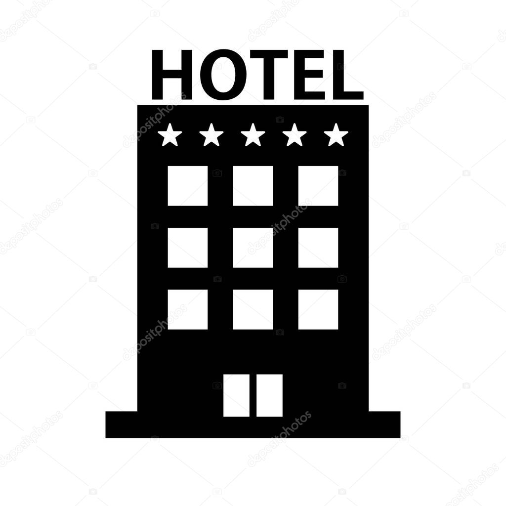5-star hotel silhouette icon. Highly rated hotel. Editable vector.