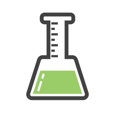 Flask with liquid icon. Chemistry laboratory. Editable vector.