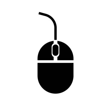 Wired computer mouse silhouette icon. Editable vector.
