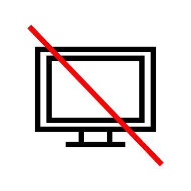 PC and unavailable diagonal icon. Editable vector.