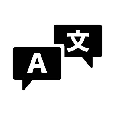 Translation balloon silhouette icon. Translate. Editable vector.