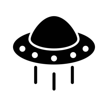Flying UFO silhouette icon. Flying saucer. Editable vector.
