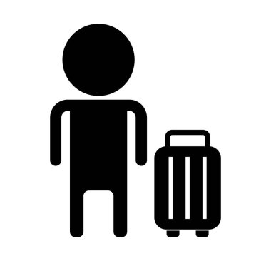 People and suitcase silhouette icon. Editable vector.