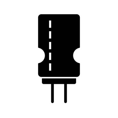 Capacitor silhouette icon. Electronic component and accumulator. Editable vector.