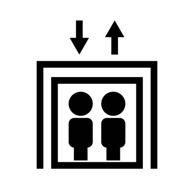 Elevator pictogram. Facility information. Editable vector.