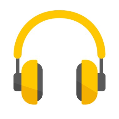 Flat design modern yellow headphone icon. Listening. Editable vector.