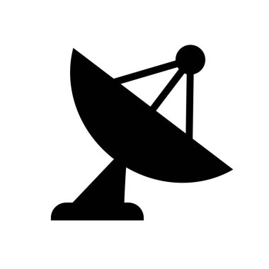 Parabola antenna silhouette icon. Transmission and receiving of radio waves. Editable vector.