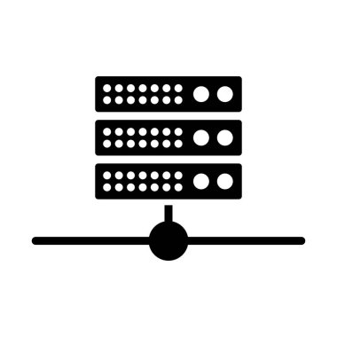İnternet 'e bağlı sunucu simgesi. Düzenlenebilir vektör.