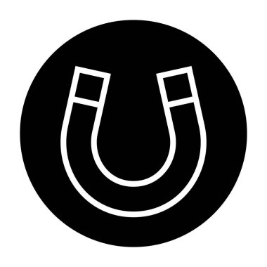 Yuvarlak mıknatıs simgesi. Manyetik güç. Düzenlenebilir vektör.