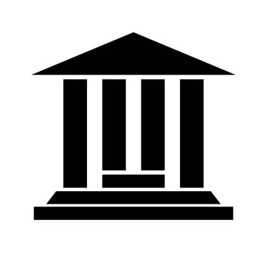 Tapınak silueti simgesi. Eski mimari. Miras. Düzenlenebilir vektör.