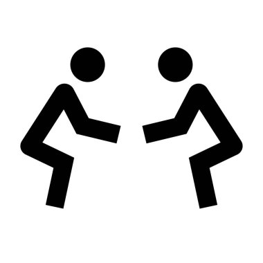 Icon of a person exchanging business cards. Editable vector.