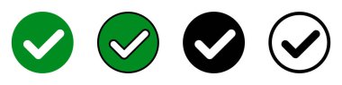 Flat Design Checkmark Icon Set. Editable vector.