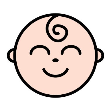Cute baby face icon. Editable vector.