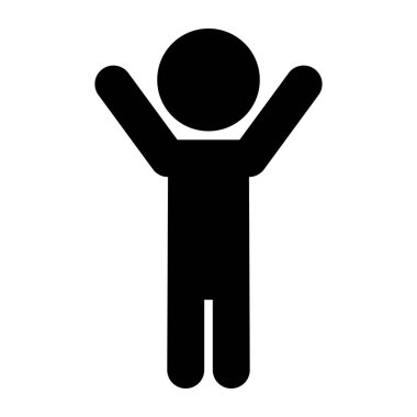 Hooray person silhouette icon. Banzai. Editable vector.