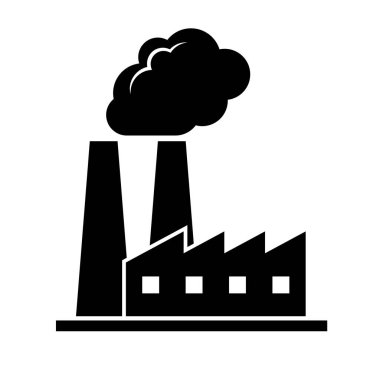 Factory with chimney and smoke silhouette icon. Industry. Editable vector.
