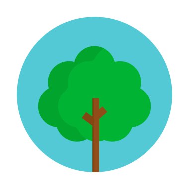 Flat design round tree icon. Editable vector.