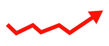 Sideways to up arrow chart icon. Editable vector.