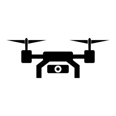 Drone in flight. Unmanned reconnaissance aircraft. Editable vector.