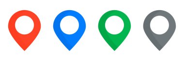 Flat Style Map Pin Icon Set. Editable vector.