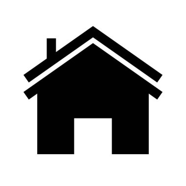 House with chimney silhouette icon. At home. Editable vector.