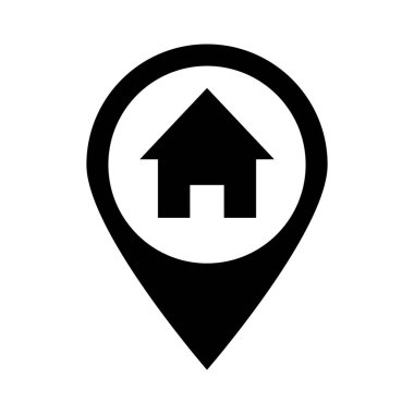 House map pin silhouette icon. Location of the house. Editable vector.