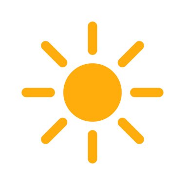 Orange sun icon. Sunny. Brightness adjustment. Editable vector.