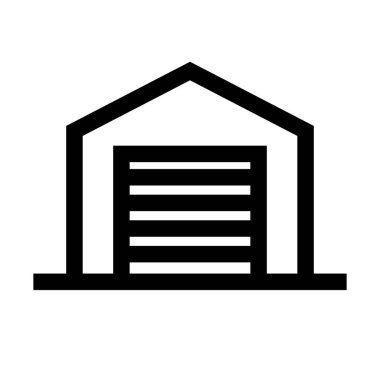 Warehouse icon with closed shutters. Storage. Editable vector.