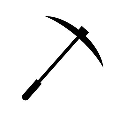 Flat pickaxe silhouette icon. Excavation tool. Mining. Editable vector.