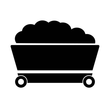 Trolley icon with coal loaded. Editable vector.