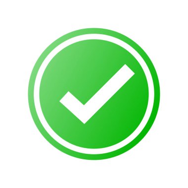Round checkmark icon with green gradient. Editable vector.