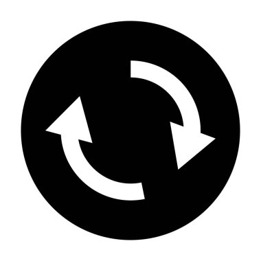 Round reload silhouette icon. Refresh and rotating arrows. Editable vector.