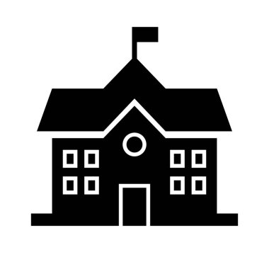 School Silhouette Icon. Educational institution. Editable vector.